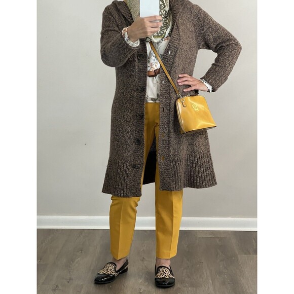 Women's Sz L Wool Cardigan Expresses Button Hooded Tunic Cozy Warm Stylish - Picture 2 of 13